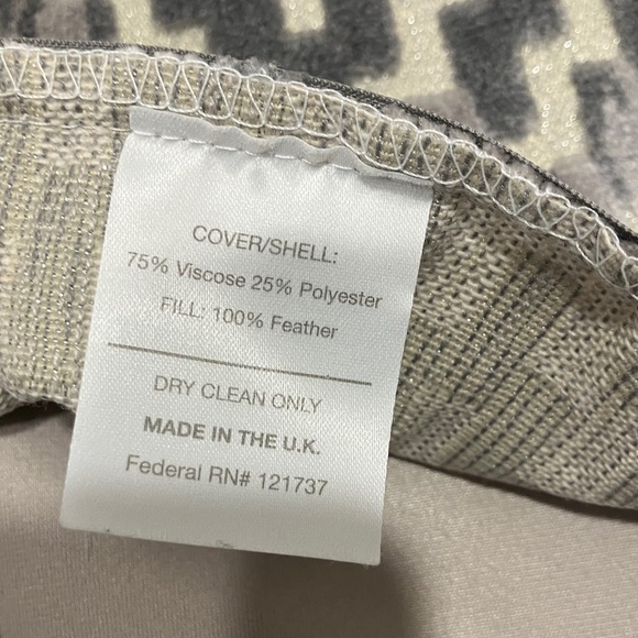 Neutral Chevron Velvet Lumbar Pillow - Silver & Cream & grey - Picture 9 of 9